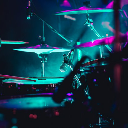 Drumset In Pink And Turquise Lights